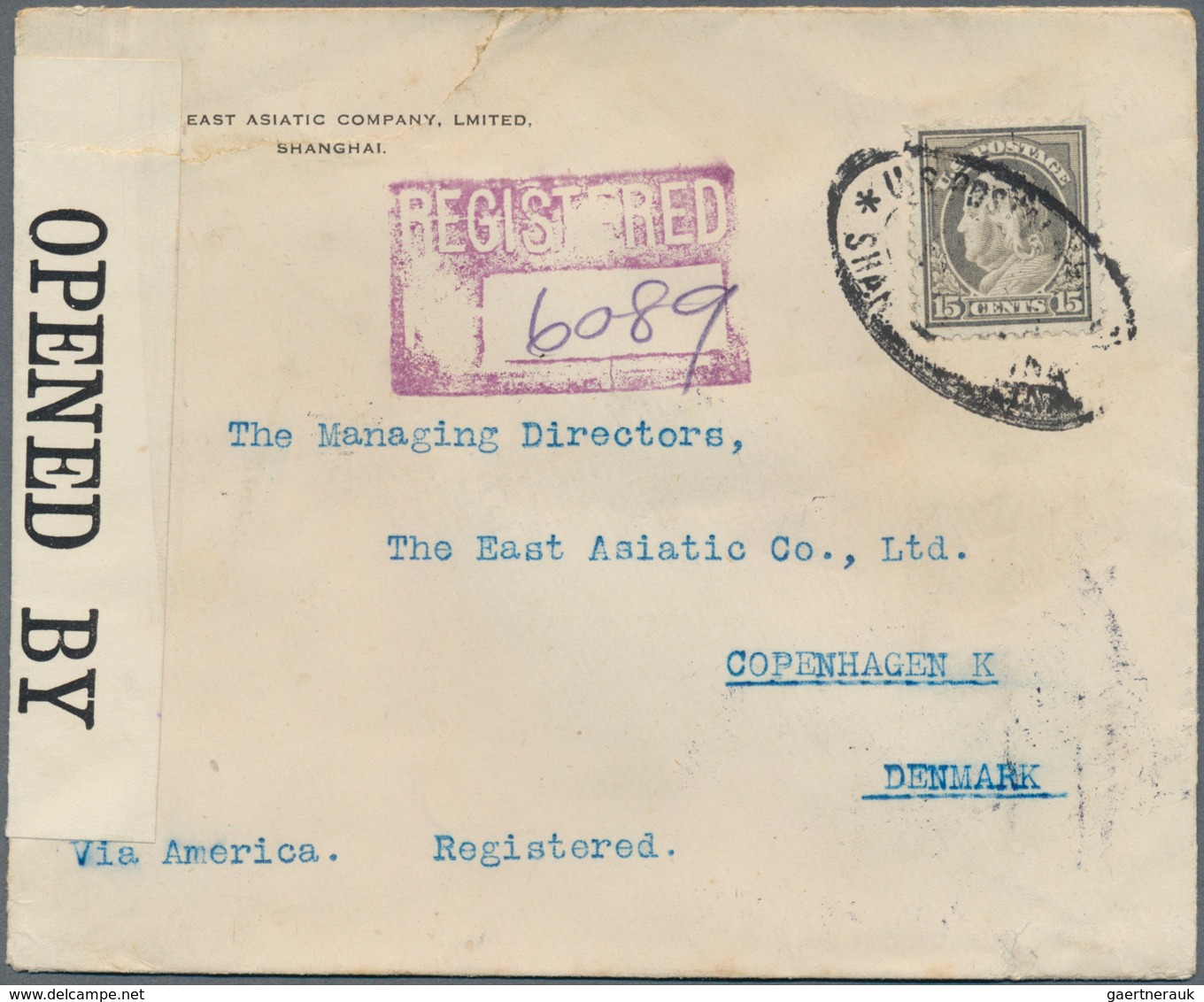China - Fremde Postanstalten / Foreign Offices: United States, 1916. Registered Envelope (tear) Addr - Other & Unclassified