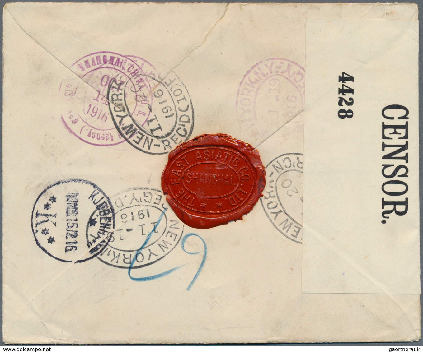 China - Fremde Postanstalten / Foreign Offices: United States, 1916. Registered Envelope (tear) Addr - Other & Unclassified