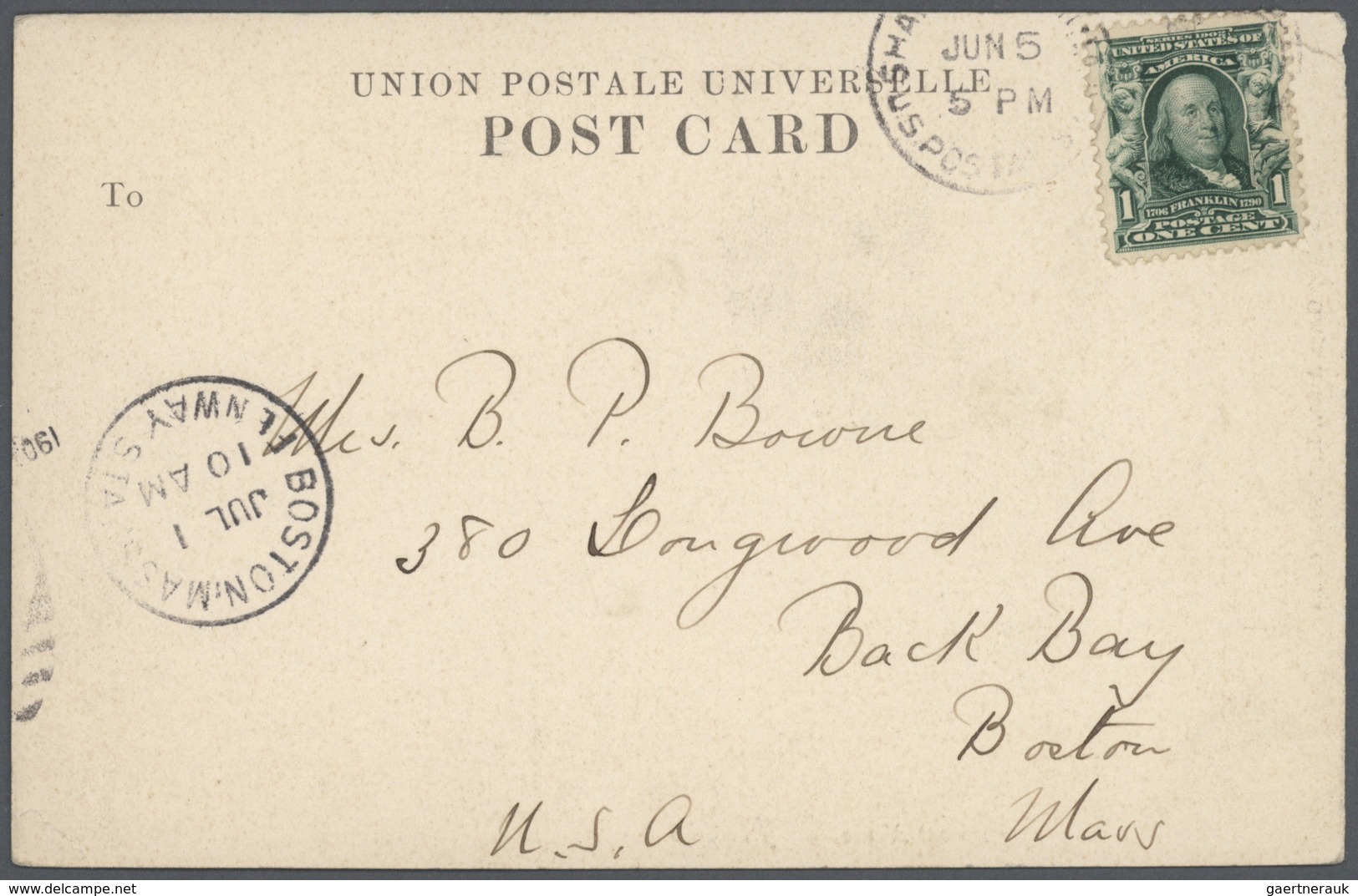 China - Besonderheiten: 1908 (ca.), Franklin 1 C. Tied "U.S.P.O. SHANGHAI CHINA" To Two Ppc With Chi - Other & Unclassified
