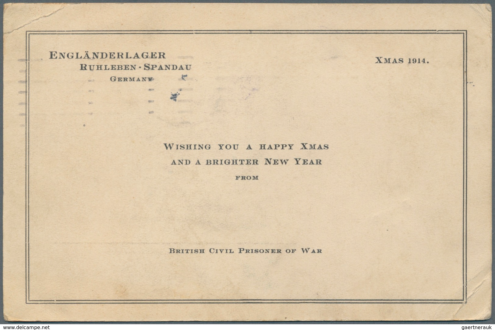China - Besonderheiten: 1914. British Civil Prisoner Of War 'Kriegsgefangenen -Sendung' Card Written - Sonstige & Ohne Zuordnung