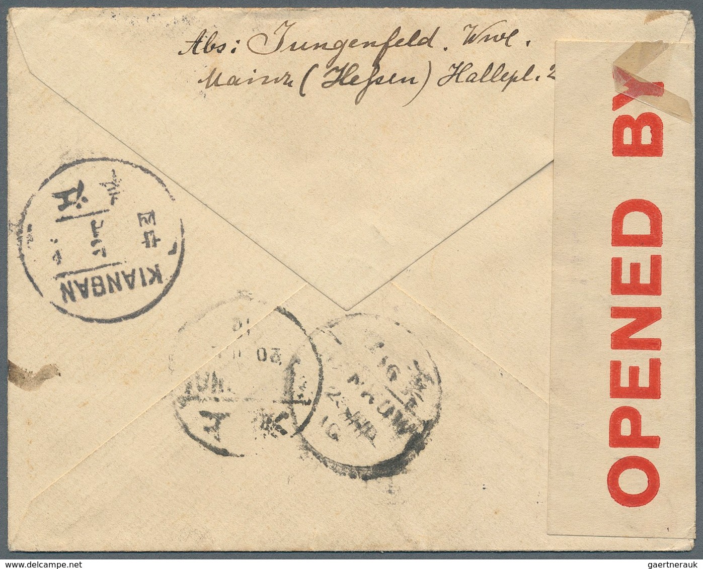 China - Besonderheiten: Incoming Mail, 1916, Germany 20 Pf. Tied "MAINZ 22.5.16" To Small Censored C - Sonstige & Ohne Zuordnung