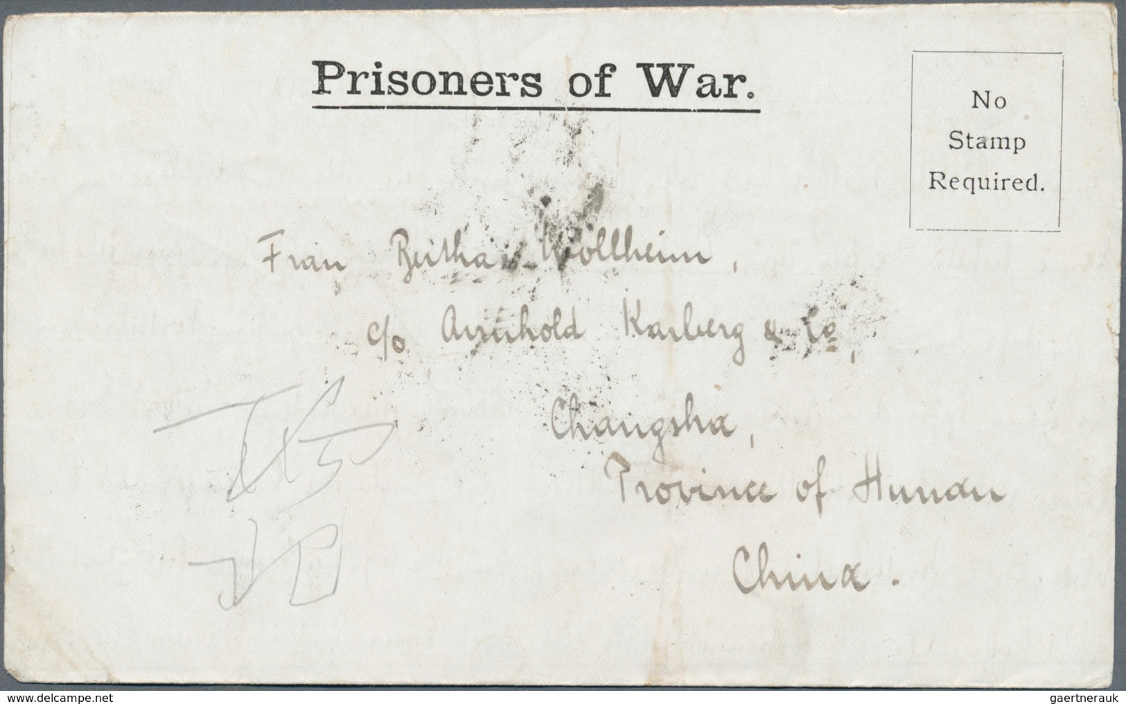 China - Besonderheiten: 1918. Prisoner Of War Folded Letter Envelope Headed 'Prisoners Of War' Endor - Sonstige & Ohne Zuordnung