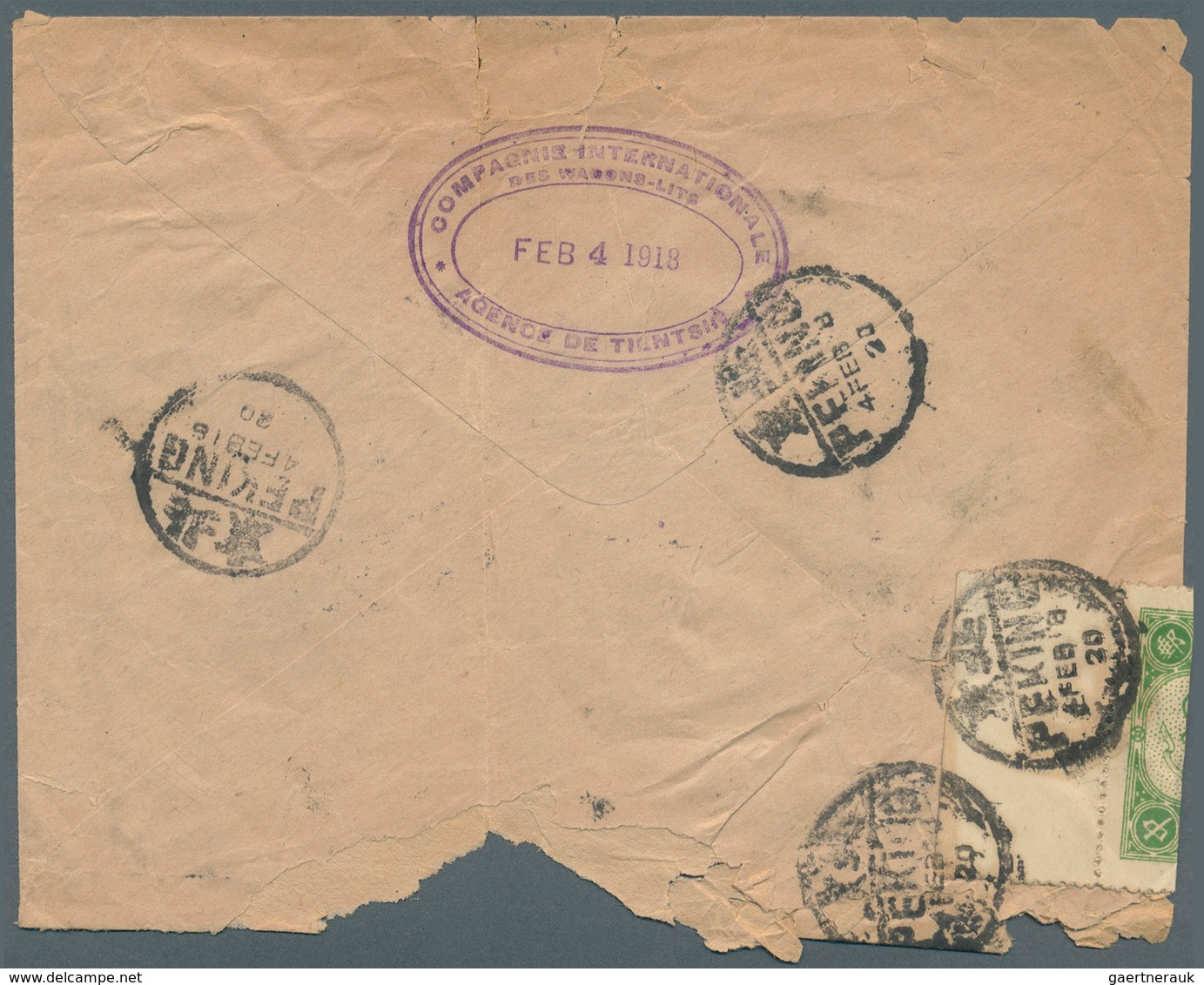 China - Besonderheiten: 1918 (POST & TELEGRAPH LABELS). Envelope (opening Faults) Written From The ' - Altri & Non Classificati