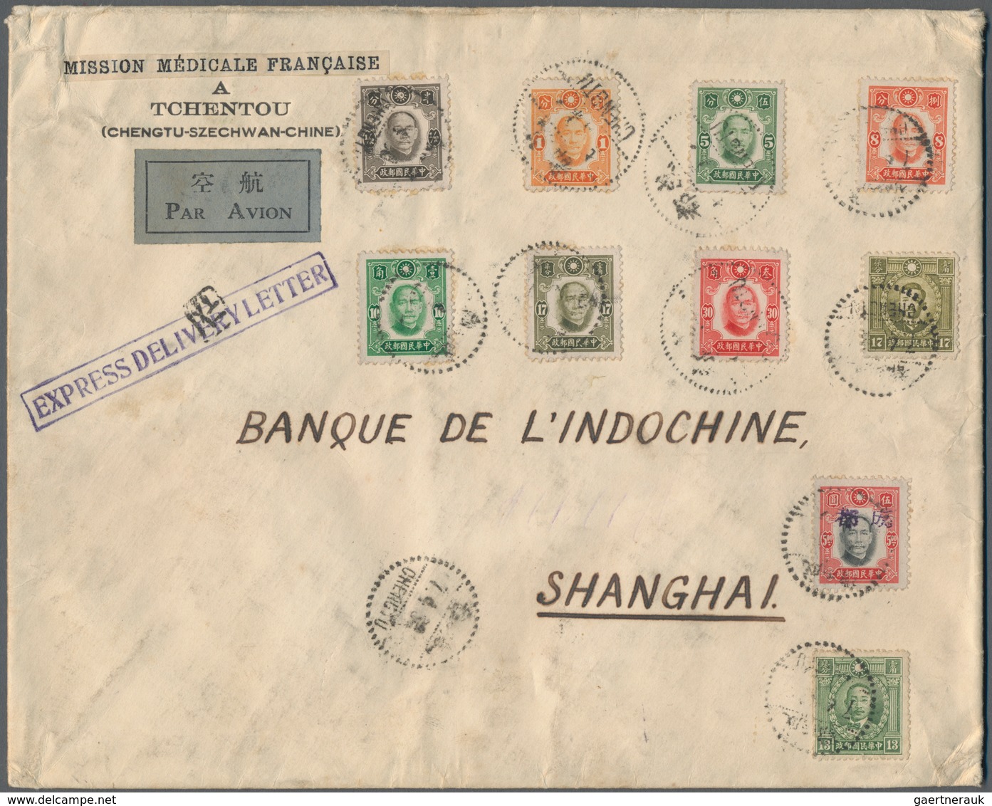China - Besonderheiten: Anti-Bandit Chops, 1942, SYS NY Print, $5 With Violet "Chengtu" Plus Normal - Sonstige & Ohne Zuordnung