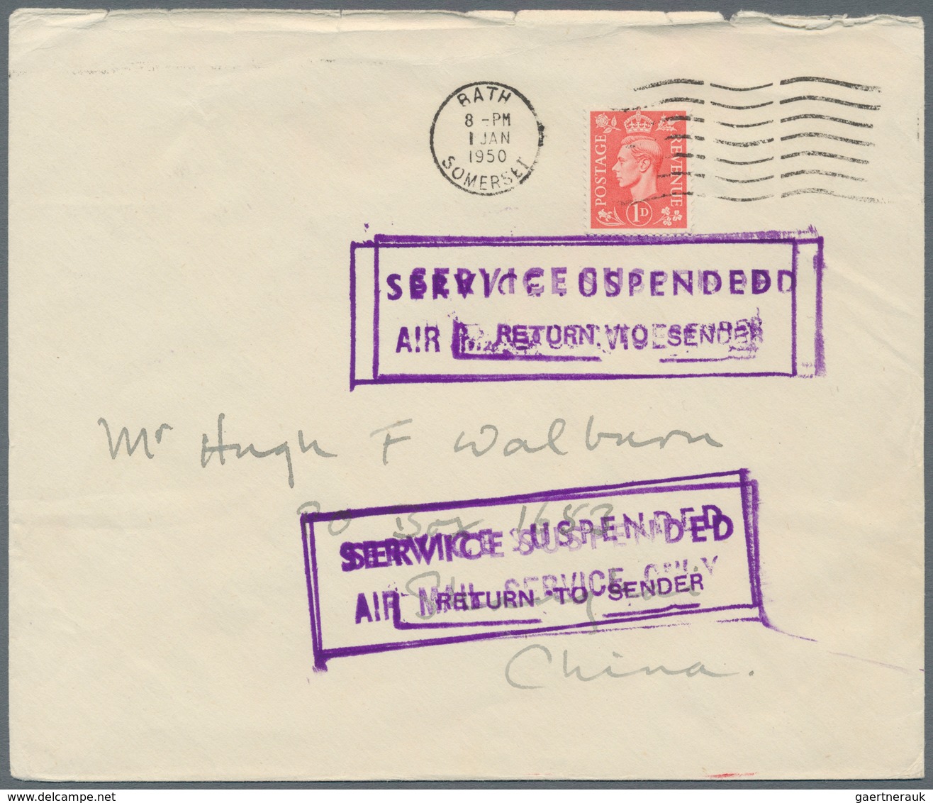 China - Besonderheiten: 1950. Envelope Addressed To Shanghai Bearing Great Britain SG 486, 1d Pale R - Sonstige & Ohne Zuordnung