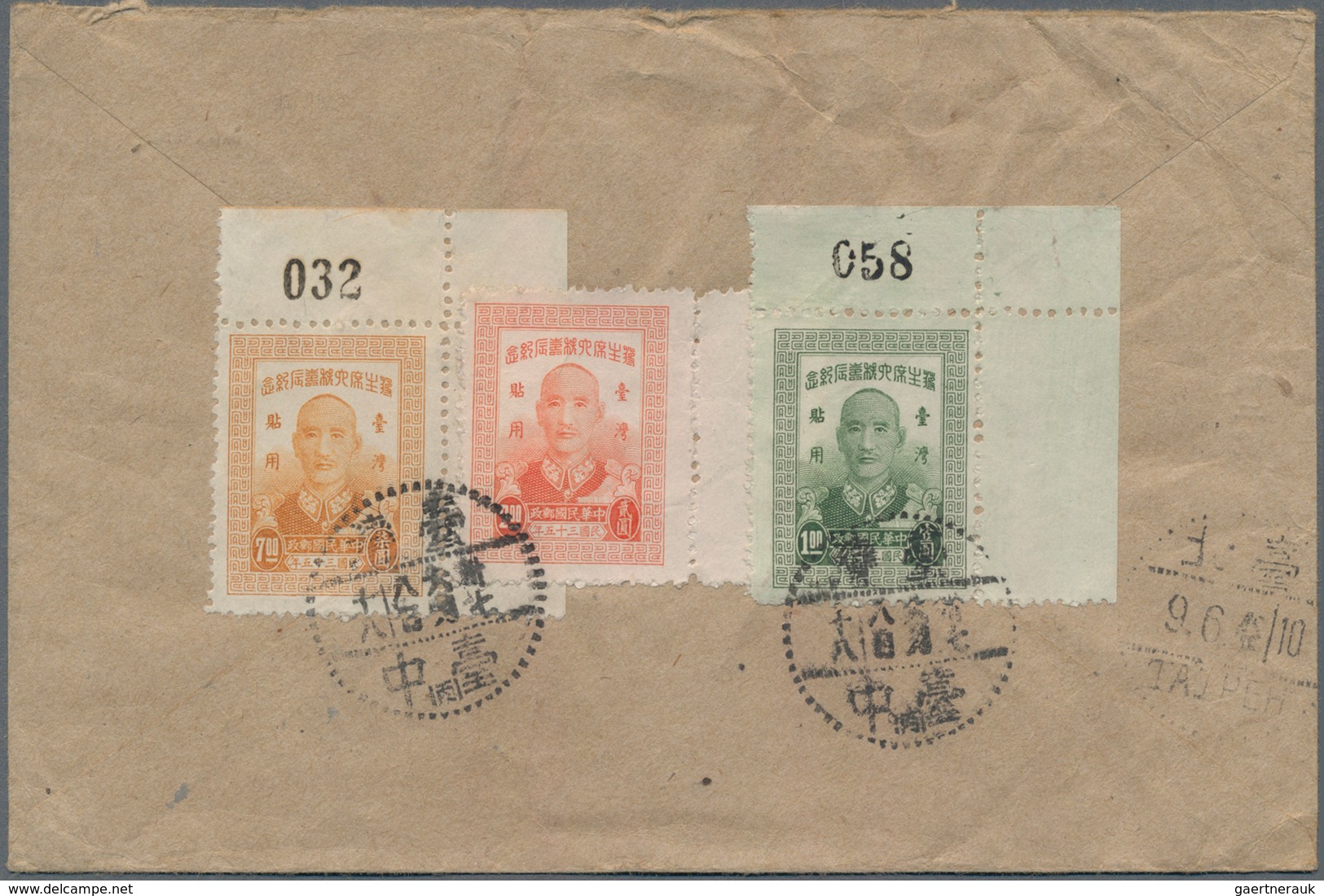 China - Taiwan (Formosa): 1947, Presidents Birthday $1, $2, $7 With Definitives $20 (2), $200 Tied " - Sonstige & Ohne Zuordnung