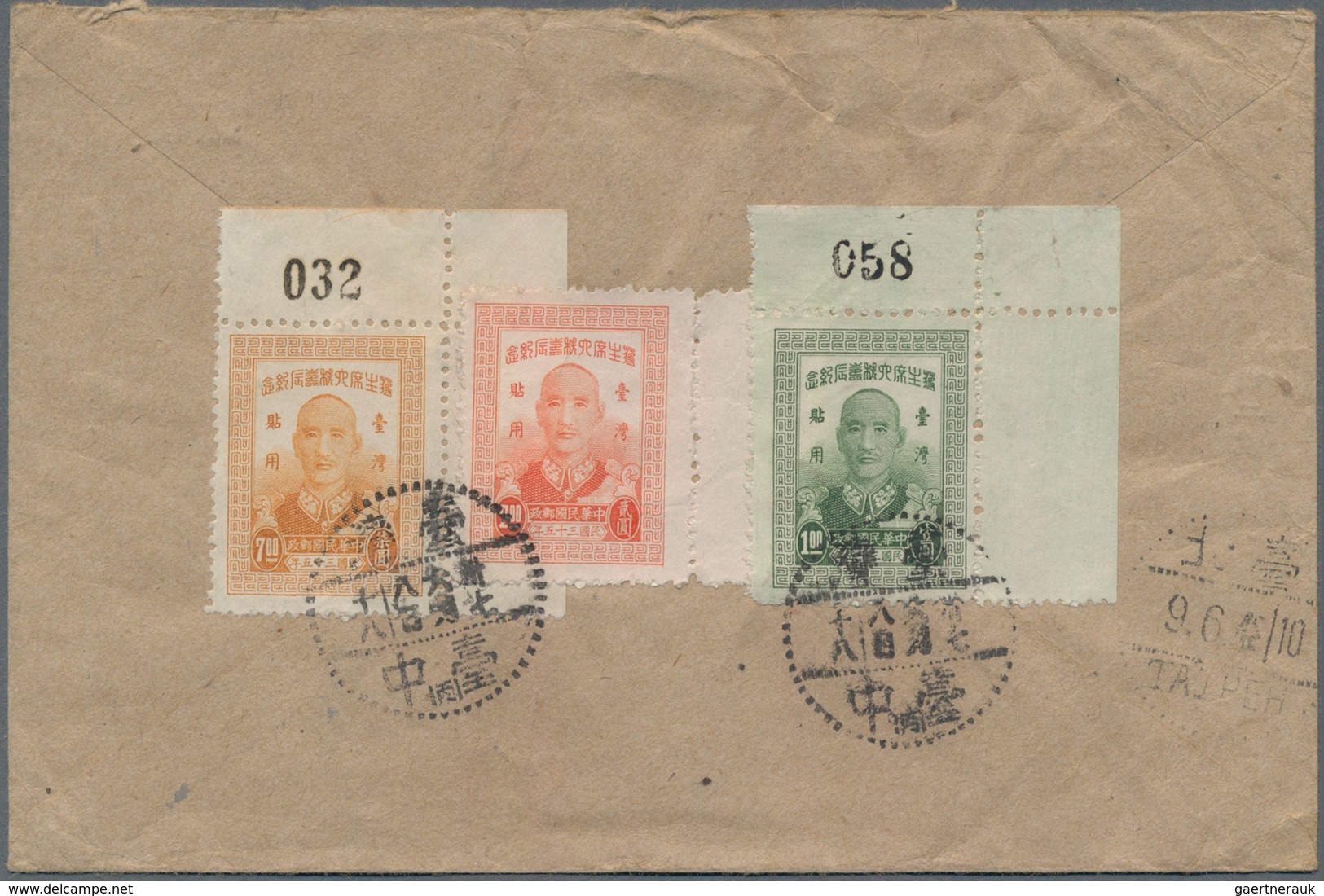 China - Taiwan (Formosa): 1947, Presidents Birthday $1, $2, $7 With Definitives $20 (2), $200 Tied " - Other & Unclassified