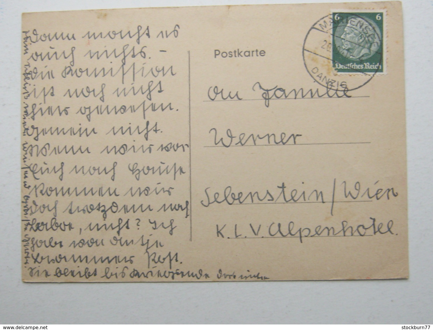 DANZIG , MARIENSEE , 1941 , Aptierter Stempel Auf Karte , Sehr Selten - Briefe U. Dokumente