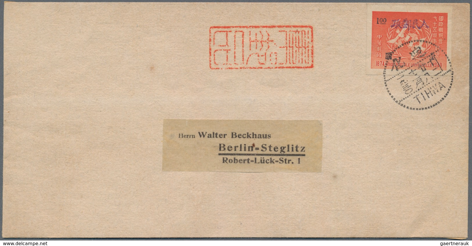 China - Volksrepublik - Provinzen: 1950. Envelope Written From Xinjiang Province Addressed To Berlin - Other & Unclassified