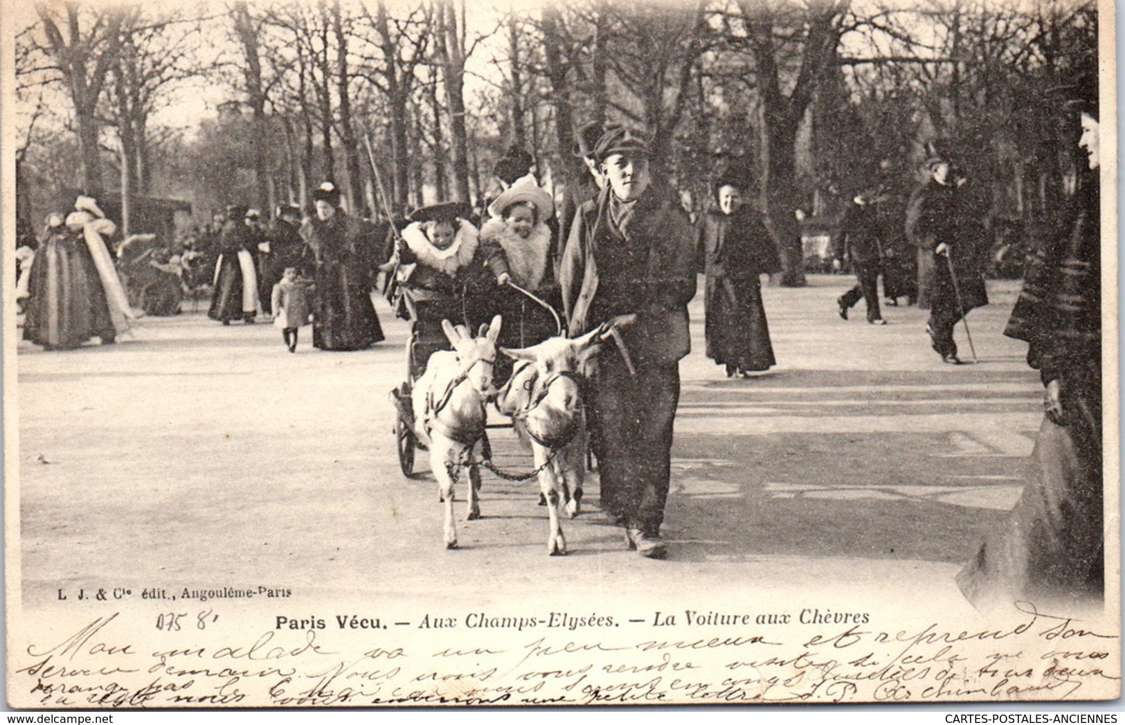 75 PARIS - Paris Vécu, Aux Champs élysées, La Voiture Aux Chèvres - Autres & Non Classés