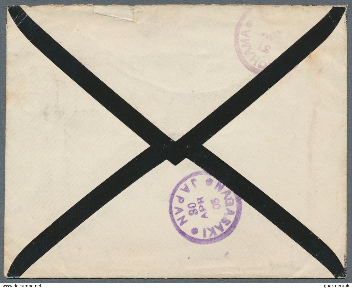 Japanische Post In China: 1899, 10 S. Blue Tied Violet "CHEFOO 25 APR 03" To Small Size Mourning Cov - 1943-45 Shanghai & Nanjing