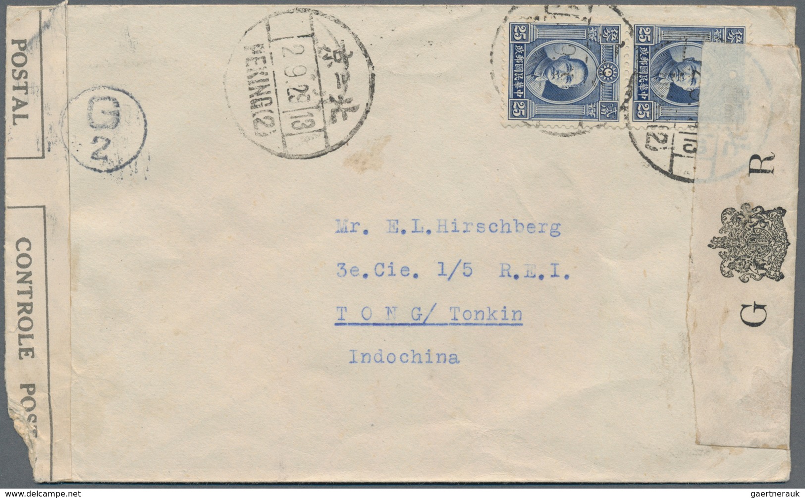 Japanische Besetzung  WK II - China - Zentralchina / Central China: 1940 Censored Cover (small Corne - 1943-45 Shanghai & Nanjing