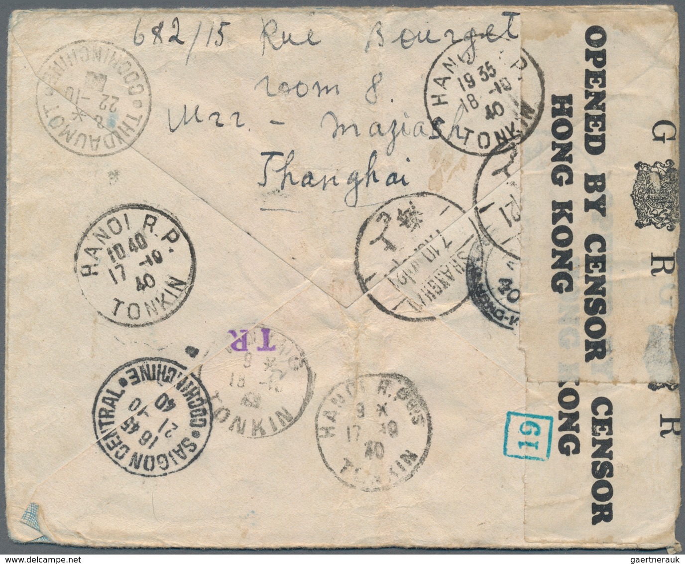 Japanische Besetzung  WK II - China - Zentralchina / Central China: 1940, $4.90 Franking Tied "SHANG - 1943-45 Shanghai & Nanjing