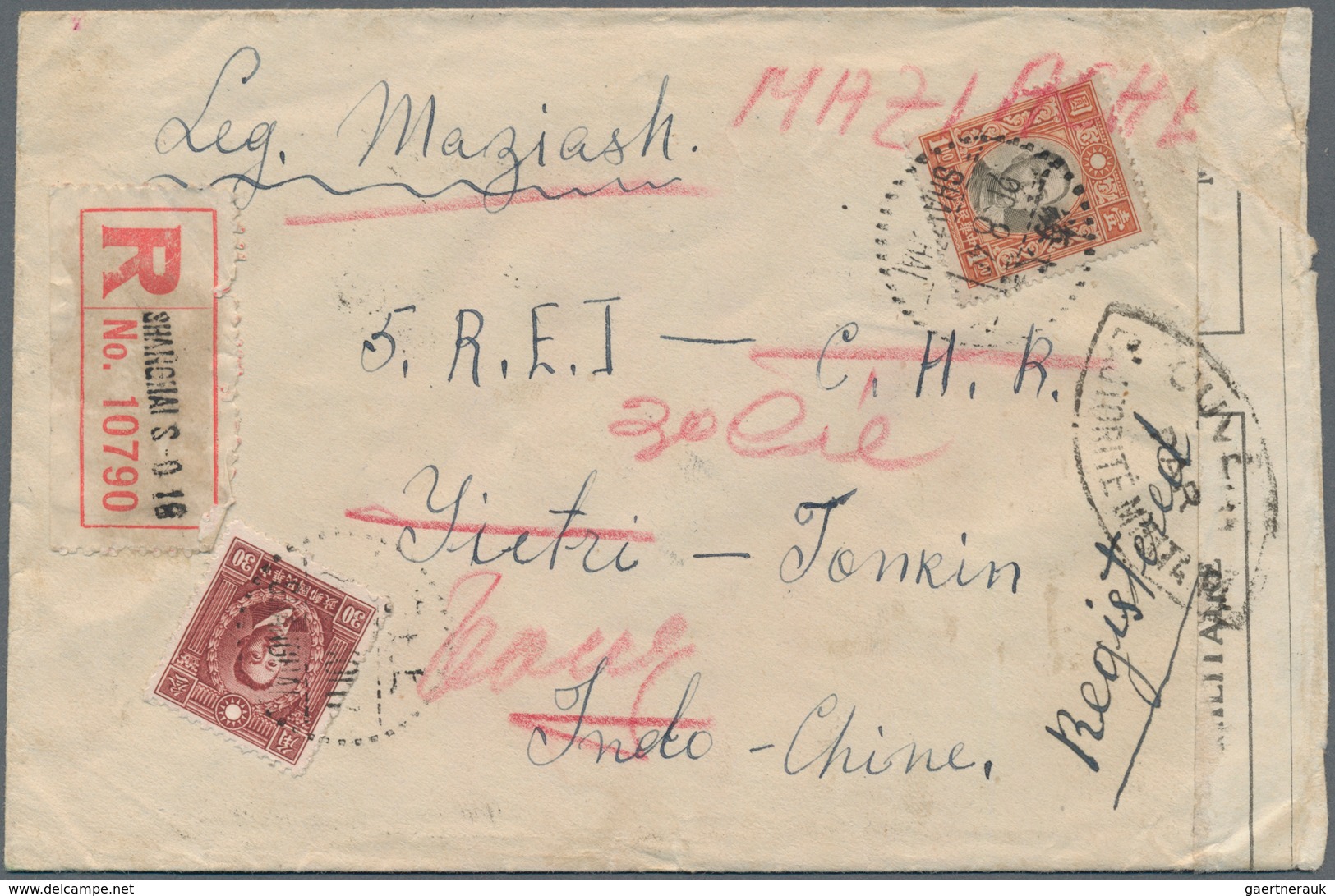 Japanische Besetzung  WK II - China - Zentralchina / Central China: 1940, Registered And Censored Co - 1943-45 Shanghai & Nanjing