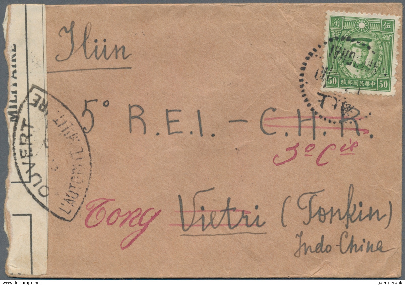 Japanische Besetzung  WK II - China - Zentralchina / Central China: 1940, Small Size Censored Cover - 1943-45 Shanghai & Nanjing