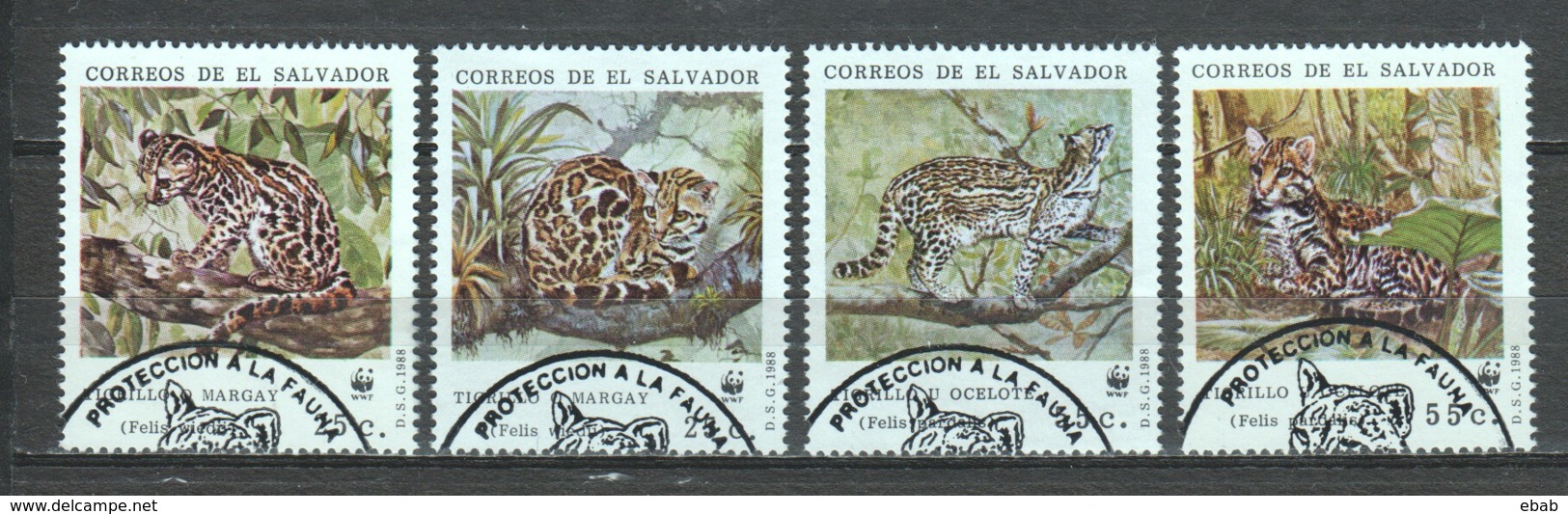 El Salvador 1988 Mi 1734-1737 WWF MARGAY - Used Stamps