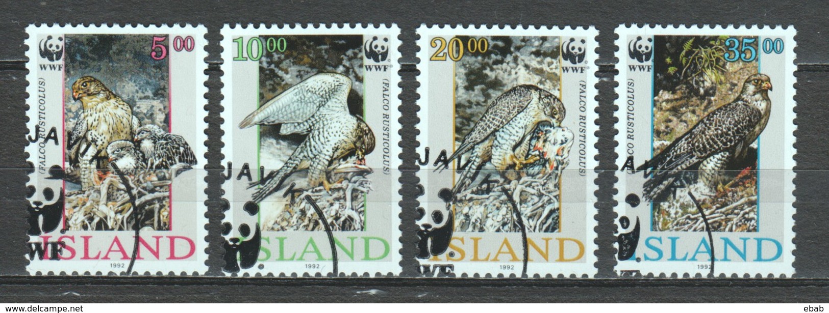 Iceland Island 1992 Mi 776-779 WWF BIRDS OF PREY - Used Stamps
