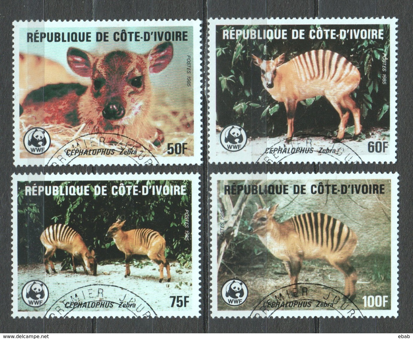 Ivory Coast 1985 Mi 881-884 WWF _ ANTELOPES - ZEBRA DUIKER - Used Stamps