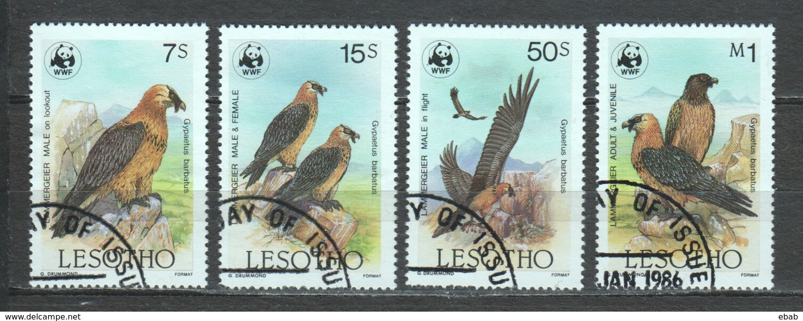 Lesotho 1986 Mi 556-559 WWF BIRDS OF PREY - Usados