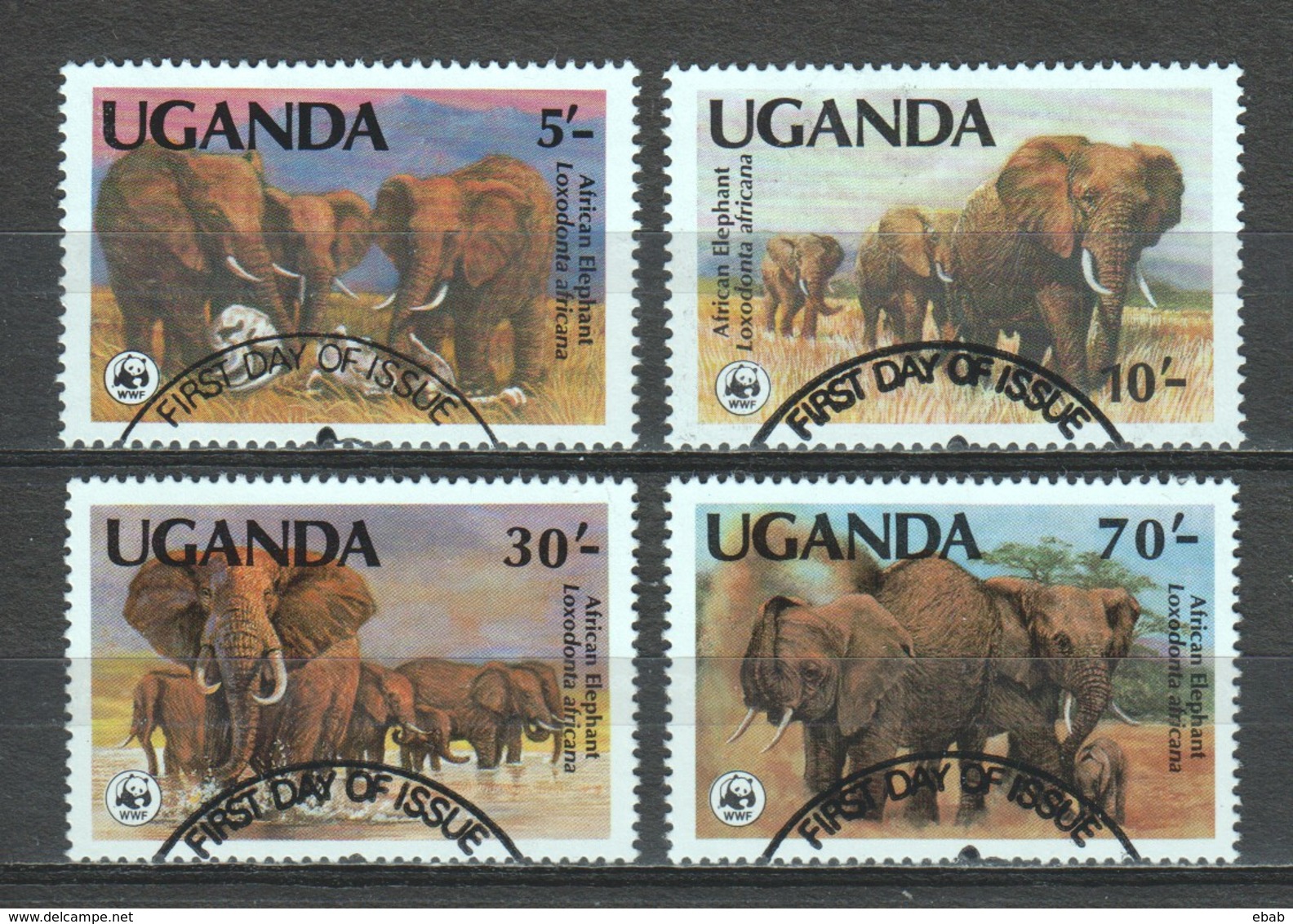 Uganda 1991 Mi 960-963 WWF ELEPHANTS - Gebruikt