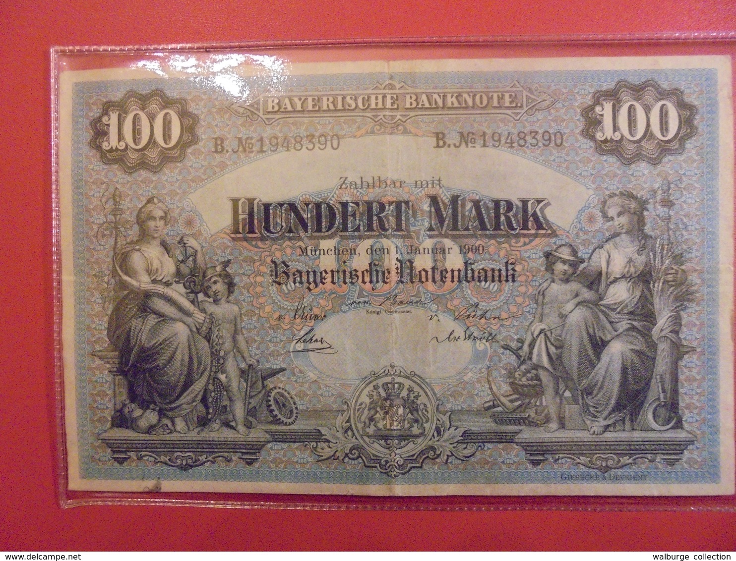 BAYERISCHE BANKNOTE 100 MARK 1 Januar 1900 (CIRCULER !) - 100 Mark