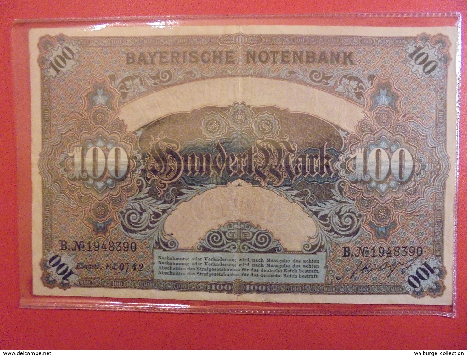 BAYERISCHE BANKNOTE 100 MARK 1 Januar 1900 (CIRCULER !) - 100 Mark