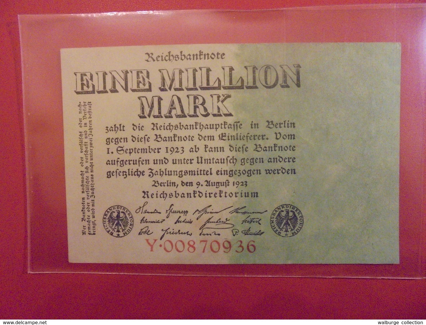 Reichsbanknote 1 MILLION MARK 1923 VARIETE N°1 - 1 Million Mark