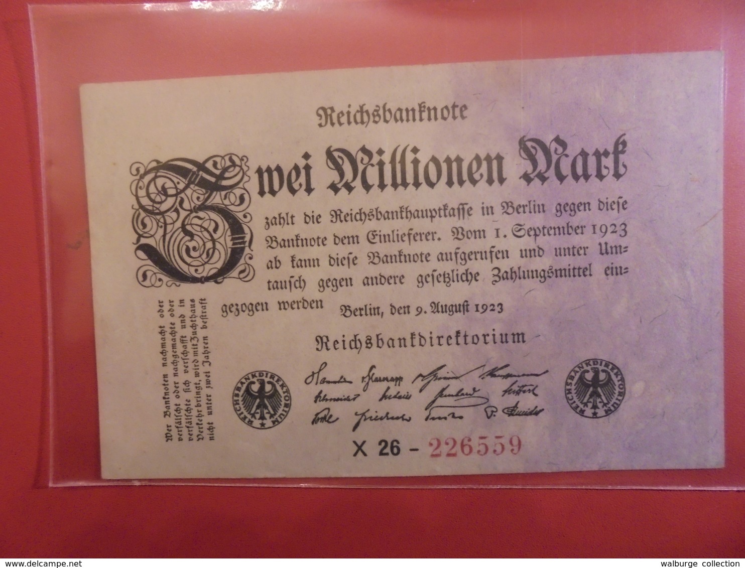 Reichsbanknote 2 MILLIONEN MARK 1923 VARIETE N°1 - 2 Millionen Mark