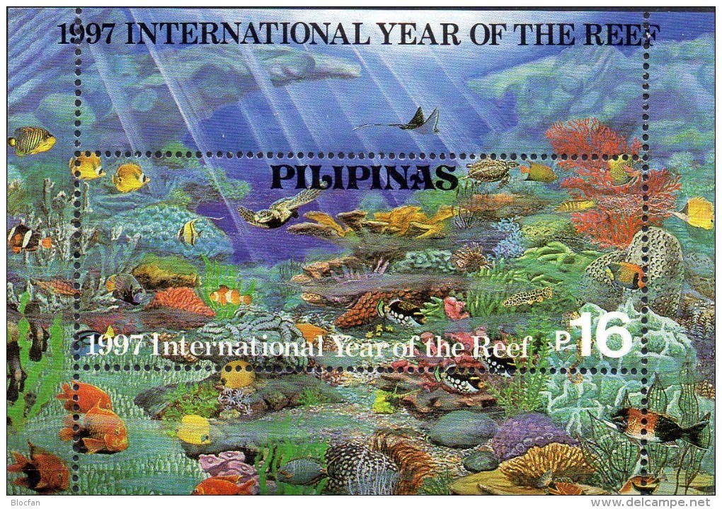 Naturschutz Korallenriff 1997 Philippinen Block 115 ** 5€ Korallen Bloque Hb Ms Bloc WWF Ss Fish Sheet Bf Pilipinas - Philippines