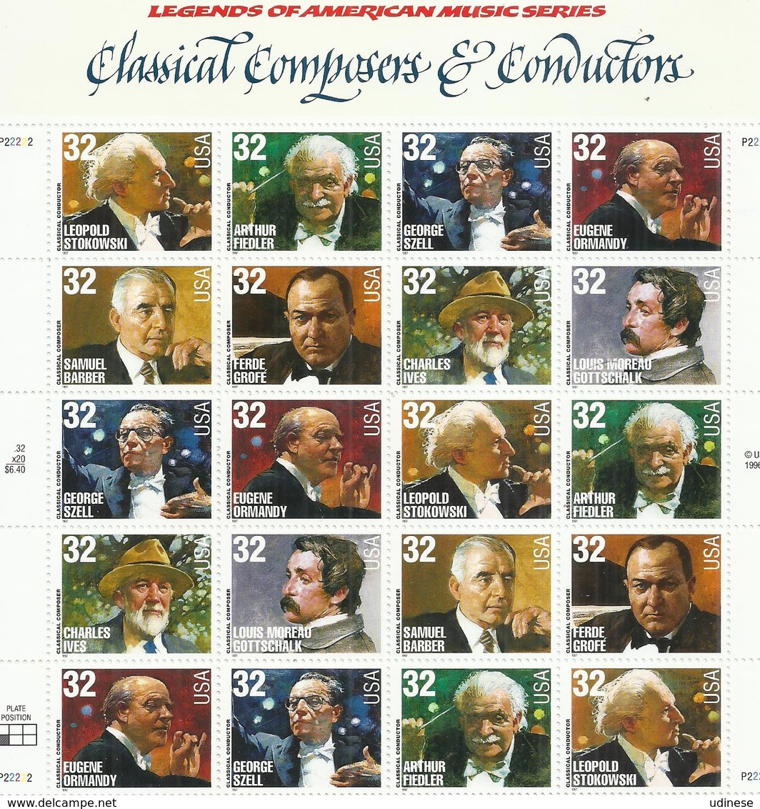 USA 1997 -  CLASSICAL COMPOSERS AND CONDUCTORS - M/S - 20 DIFFERENT. - MNH MINT NEUF NUEVO - PERFECT! - Autres & Non Classés