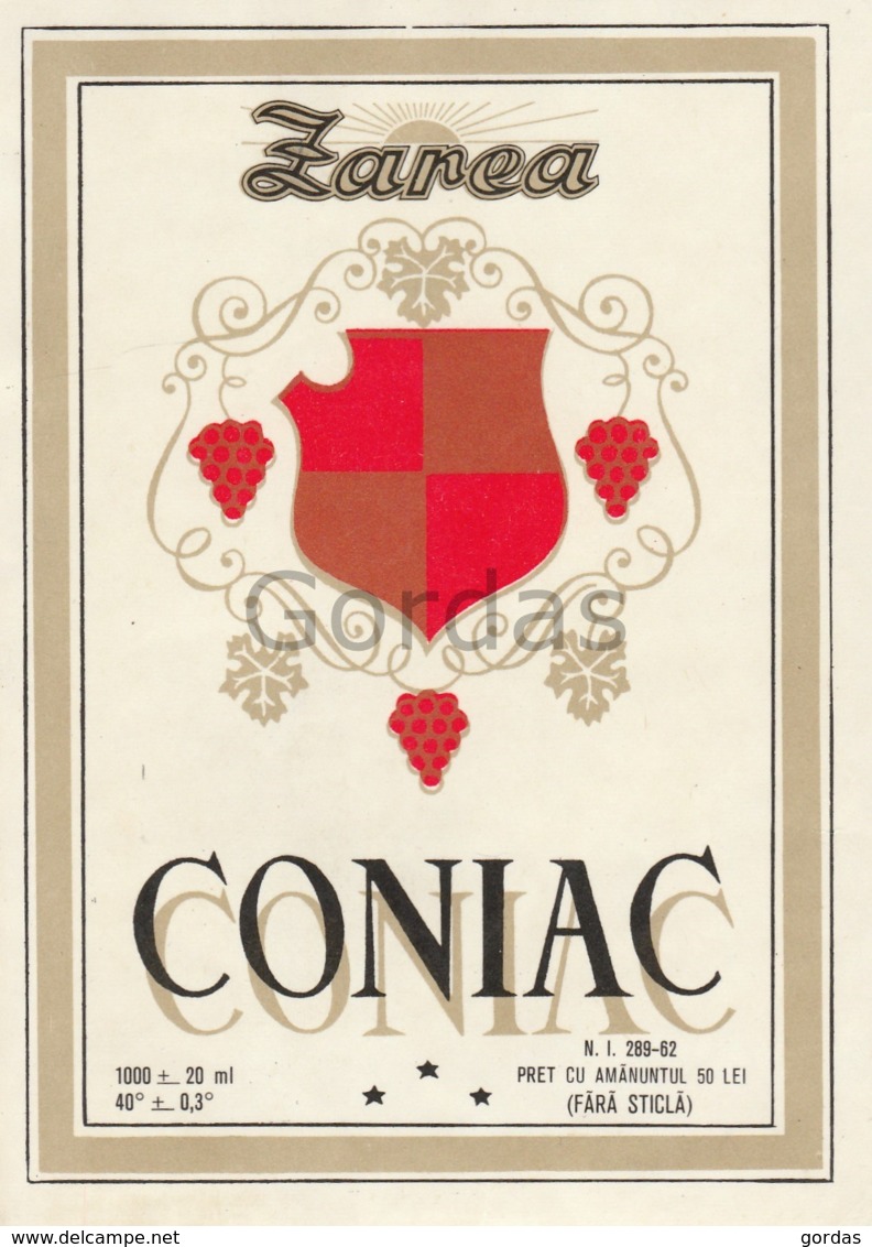 Romania - Coniac Zarea - Eticheta - Reclama - Advertise - 110x140mm - Roumanie