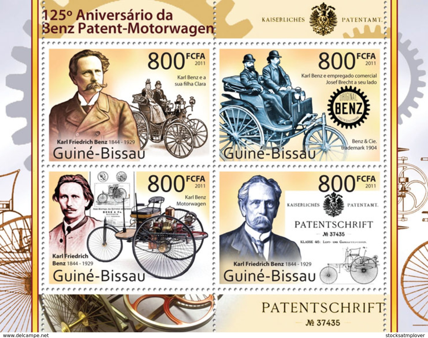 Guinea Bissau 2011 First Patent Of Mercedes-Benz.， Automobiles - Guinée-Bissau