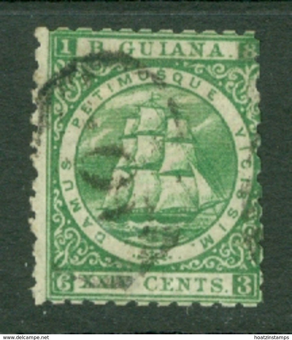 British Guiana: 1863/76   Ship   SG101   24c  Deep Green  [Perf: 10]   Used - Guyane Britannique (...-1966)