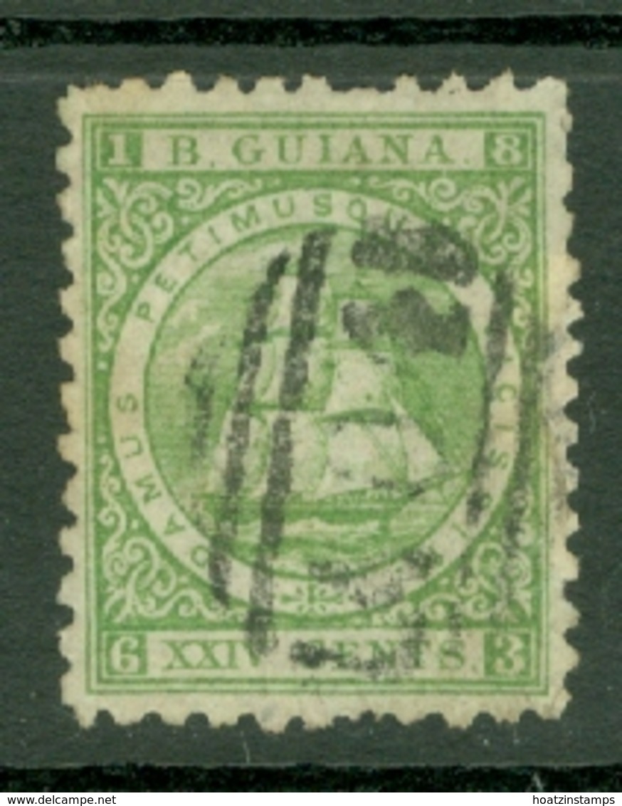 British Guiana: 1863/76   Ship   SG103   24c  Yellow Green  [Perf: 10]   Used - Guyane Britannique (...-1966)