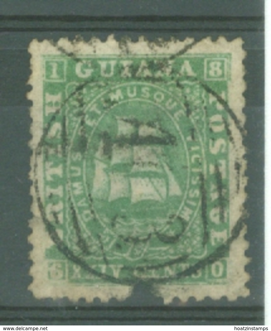 British Guiana: 1863/76   Ship   SG80   24c  Green  [Perf: 12½-13]   Used - British Guiana (...-1966)