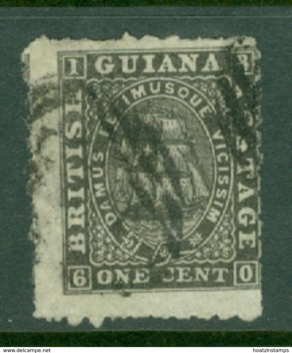 British Guiana: 1863/76   Ship   SG85   1c  Black  [Perf: 10]   Used - Britisch-Guayana (...-1966)