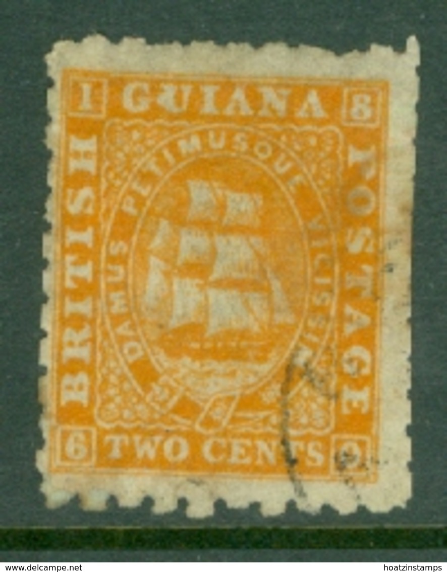 British Guiana: 1863/76   Ship   SG87   2c  Orange  [Perf: 10]   Used - Guyane Britannique (...-1966)