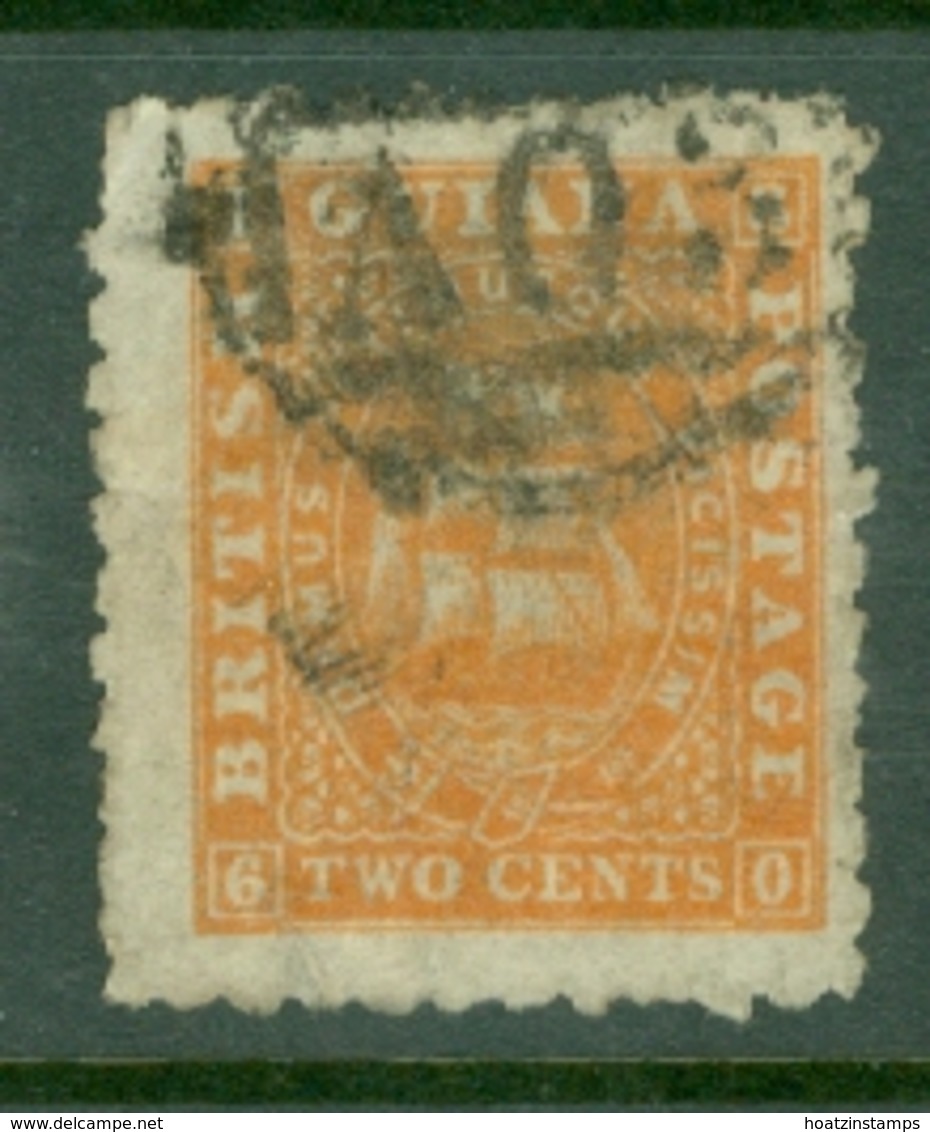 British Guiana: 1863/76   Ship   SG87   2c  Orange  [Perf: 10]   Used - Guyane Britannique (...-1966)