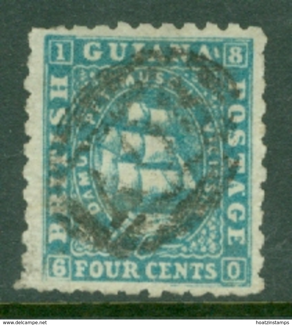 British Guiana: 1863/76   Ship   SG93   4c  Ultramarine  [Perf: 10]   Used - British Guiana (...-1966)