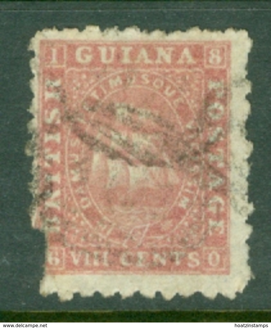 British Guiana: 1863/76   Ship   SG96   8c  Brownish Pink  [Perf: 10]   Used - Britisch-Guayana (...-1966)