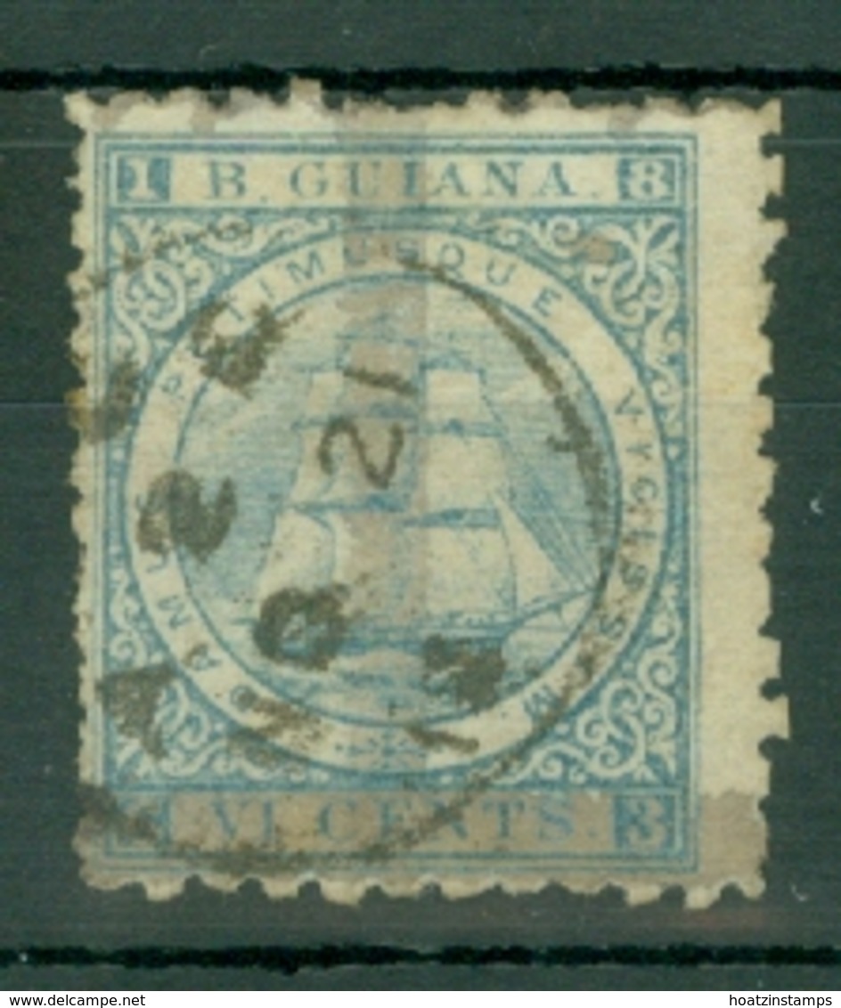 British Guiana: 1878   Provisional - Ship   SG141   (1c) On 6c  Milky Blue  Used - Guyana Britannica (...-1966)