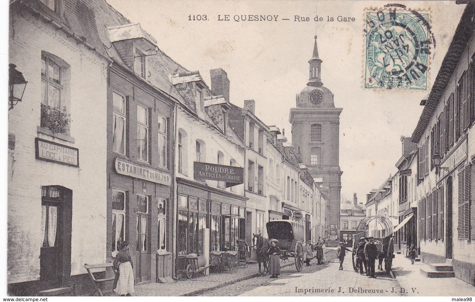 LE  QUESNOY ,,,, RUE DE LA   GARE ,,,,, ANIMEE ,,,, Voyage  1907 ,,,, TBE - Le Quesnoy