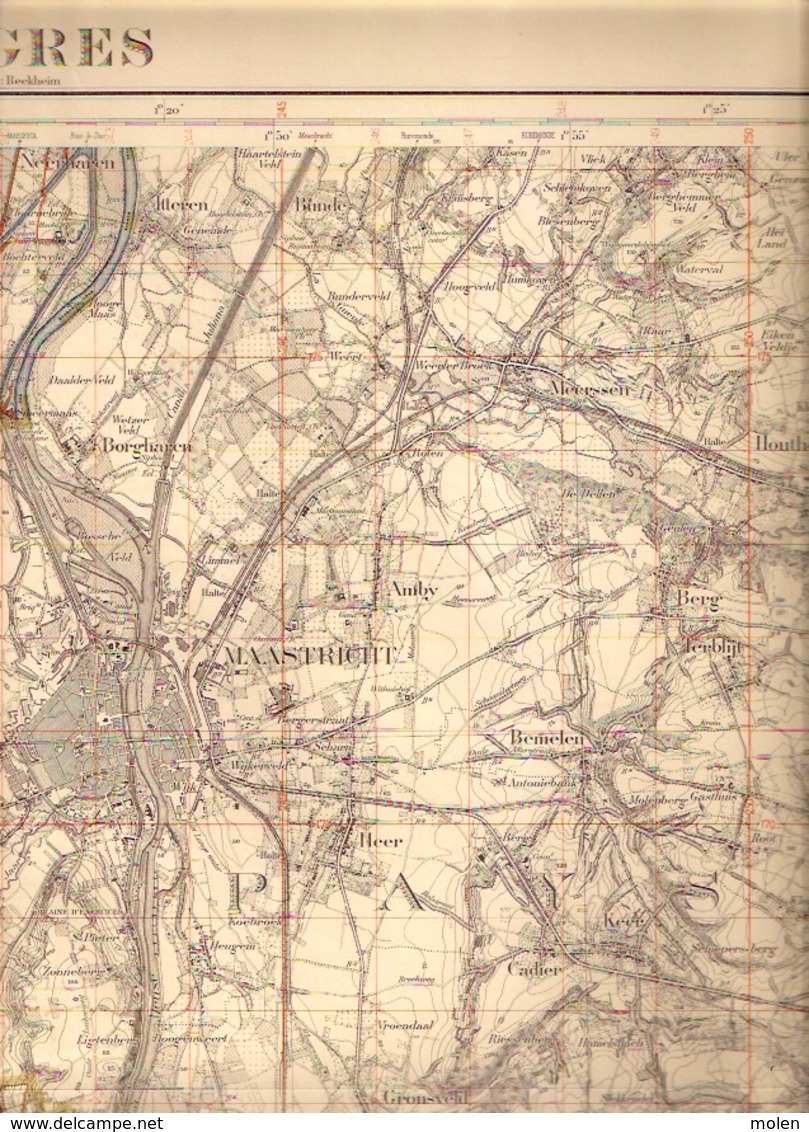 TONGEREN Meting 1872-1935 STAFKAART 34 MAASTRICHT VISE BILZEN HOESELT GLONS VLIJTINGEN MEERSSEN VALKENBURG GULPEN S373 - Tongeren