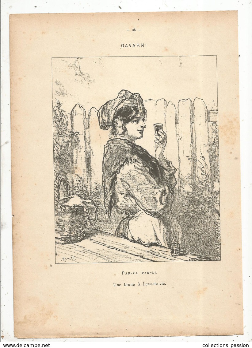 Gravure D’après Un Dessin Issue D'un Ouvrage , De GAVARNI, 2 Gravures,2 Scans, Recto Verso,frais Fr 1.55 E - Estampes & Gravures