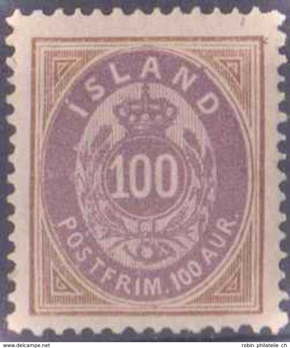 Islande Postes  N° 17 100a Bistre Et Violet Qualité: * Cote: 85 € - Unused Stamps