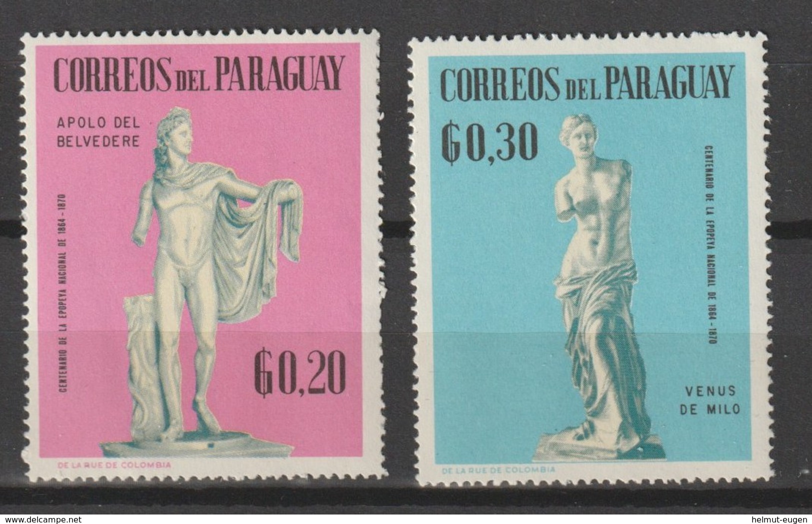 MiNr. 1770 - 1787  Paraguay 1967, 16. Okt. Skulpturen. - Palästina