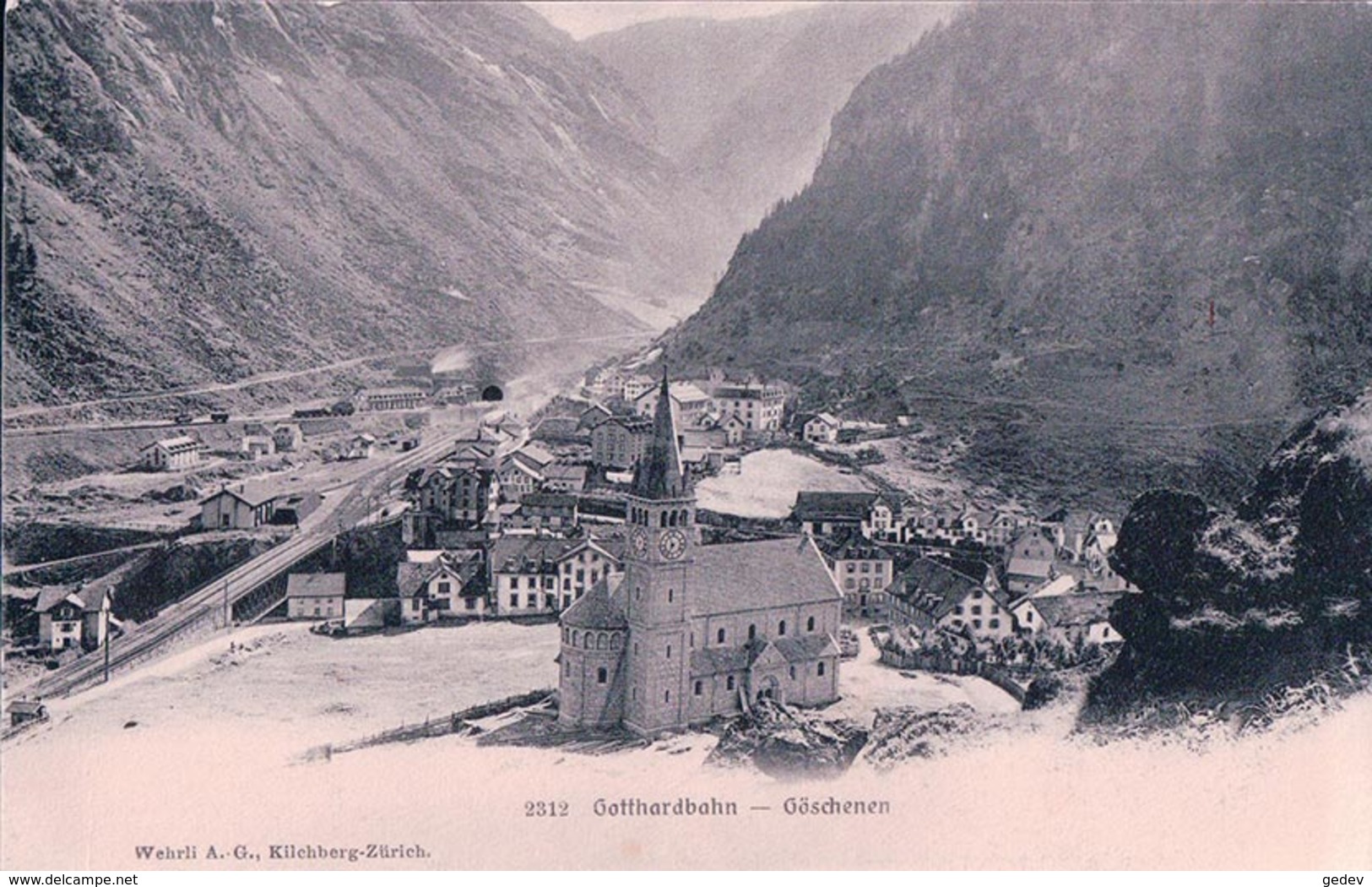 Gotthardbahn, Göschenen, Chemin De Fer Et Tunnel (2312) Pli - Göschenen