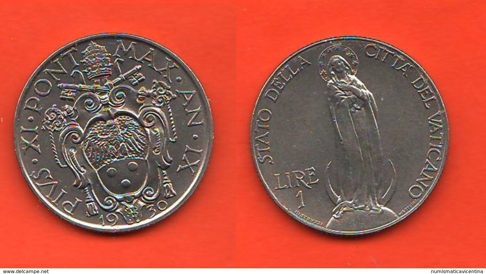 Vaticano Una Lira 1930 Papa Pio XI° Minted 90.000 - Vaticano