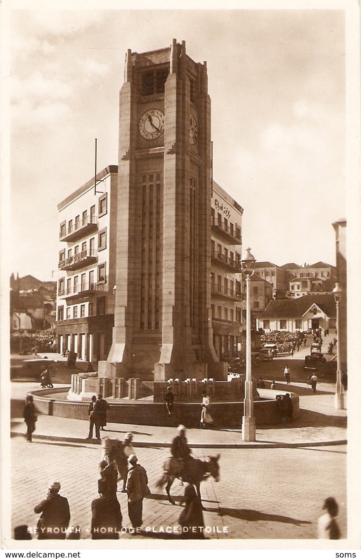 Cpa Animée Du Liban, Beyrouth / Beirut, Horloge Place De L'Etoile, éd. Photo Sport N°271, Dos Vierge, Bon état - Liban