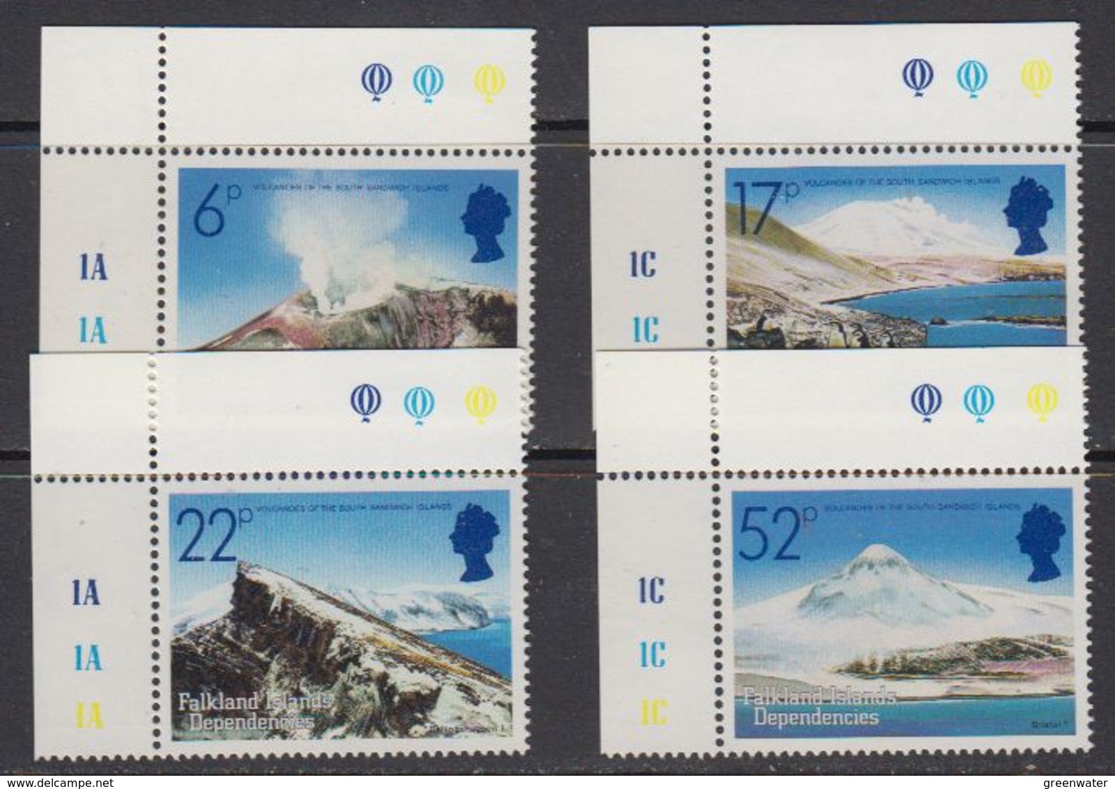 Falkland Islands Dependencies (FID) 1984 Volcanoes 4v (corners) ** Mnh (41700B) - Zuid-Georgia